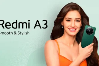 A promotional poster of Xiaomi Redmi A3 smartphone highlighting the new Halo design